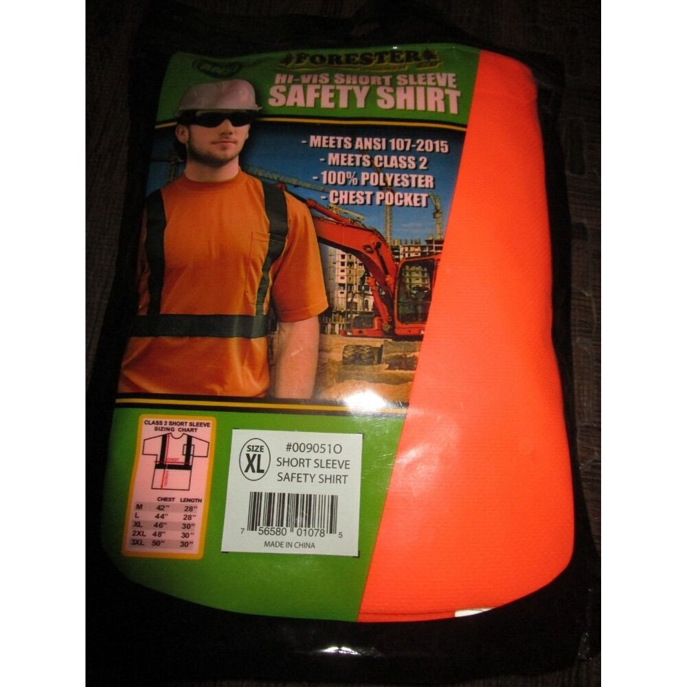 Forester Men's Class 2 High Visibility Orange Short Sleeve Safety T-Shirt XL